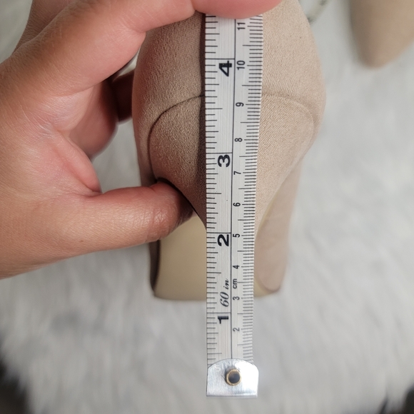 Nude suede pointed toe heels. - Picture 8 of 8